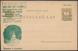 1900 Török Bankház Felülnyomású Használatlan Milleniumi 2kr Díjjegyes Képes Levelezőlap 'JOZEFIN' / Millenium Of Hungary - Other & Unclassified