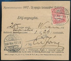 1908 Távirati Díjnyugta Turul 10f Bélyeggel, Távbeszélési Díjnyugta Felhasználásával 'KISMARTON' - Sonstige & Ohne Zuordnung