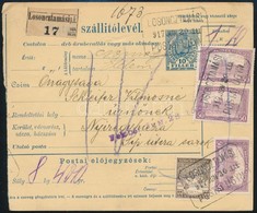1917 Csomagszállító LOSONCZTAMÁSI Postaügynökségi Bélyegzéssel / Parcel Card - Sonstige & Ohne Zuordnung