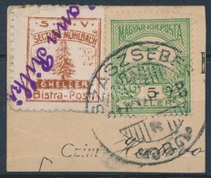 ~1910 Hohe Rinne 6h Turul 5f Bélyeggel Kivágáson / Hohe Rinne + Turul Stamps On Cutting 'SZÁSZSEBES' + '(Joh)ann Rilki' - Autres & Non Classés