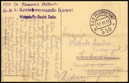 1916 Tábori Posta Képeslap / Field Postcard 'Oblt. Dr. Emmerich Halbrohr K.u.k. Kreiskommando Kowel Wirtschafts-Bezirk D - Autres & Non Classés