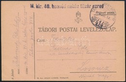 1918 Tábori Posta Levelezőlap / Field Postcard 'M.kir.40. Honvéd Tüzér Ezred' + 'TP 414' - Autres & Non Classés