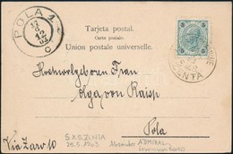 1903 Képeslap Argentínából A Zenta Cirkáló Dél-amerikai útjáról, Erwin Raisp Con Caliga Tengerésztiszt, A Későbbi Admirá - Other & Unclassified