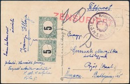 1915 Képeslap / Postcard 'K.u.k. Kriegsmarine S.M.S. Alpha' - Győr 2 X 5f Portóval / With 2 X 5f Postage Due - Otros & Sin Clasificación