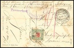 1915 Hadihajót ábrázoló Tábori Képeslap 10f Portóval / Field Postcard With 10f Postage Due 'MFP POLA C' - Autres & Non Classés