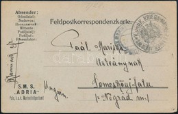 1916 Tábori Posta Képeslap / Field Postcard 'K. Und K. KRIEGS MARINE S.M. SCHIFF ADRIA' - Other & Unclassified