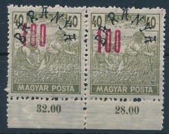** Baranya II. 1919 Magyar Posta 100/40f Pár Elcsúszott Felülnyomással / Mi 55 Pair With Shifted Overprint. Signed: Bodo - Autres & Non Classés