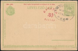 1919 Baranya 30f/5f Használatlan Díjjegyes Válaszlapja / PS-reply Card. Signed: Bodor - Other & Unclassified