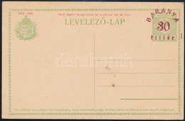 1919 Baranya 30f Felülnyomású Díjjegyes Levelezőlap, Használatlan / Unused 30f/5f PS-card. Signed: Bodor - Other & Unclassified