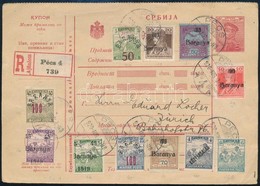 1920 Szerb Postautalvány Javarészt Baranya Bélyegekkel  Ajánlott Küldeményként Pécsről Svájcba / Serbian PS-money Order  - Otros & Sin Clasificación