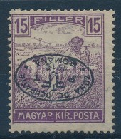 * Debrecen I. 1919 Arató 15f Fordított Felülnyomással (**25.000) / Mi 19a With Inverted Overprint. Signed: Bodor - Otros & Sin Clasificación