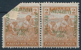 ** 1919 Arató 2f Pr, ívbehajlás Miatt A Gumira Került A Felülnyomás Egy Részt / Mi 6 Pair, Part Of The Overprint On The  - Andere & Zonder Classificatie