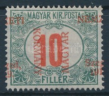 (*) 1919 Portó 10f Elcsúszott Felülnyomással / Mi P3 Shifted Overprint. Signed: Bodor - Sonstige & Ohne Zuordnung