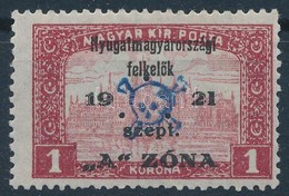 * Nyugat Magyarország II. 1921 Parlament 1K Hármaslyukasztással / 3 Hole Punching. Signed: Király - Sonstige & Ohne Zuordnung