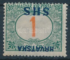 * 1918 Portó 1f Fordított Felülnyomással / Mi P27 Inverted Overprint. Signed: Bodor - Autres & Non Classés