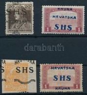 ** * 1918 3 Db Bélyeg Eltolódott Felülnyomással + Támpéldány / 3 Stamps With Shifted Overprint. Signed: Bodor - Otros & Sin Clasificación