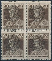 ** 1919 Károly 20f Négyestömb Elcsúszott Felülnyomással / Mi 47 Block Of 4 With Shifted Overprint. Signed: Bodor - Sonstige & Ohne Zuordnung