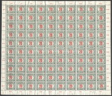 ** 1919 Portó 20f Hajtott Teljes ív (20.000) / Mi P9 I. Complete Folded Sheet. Signed: Bodor - Sonstige & Ohne Zuordnung