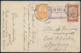 1921 Képeslap Vegyes Bérmentesítéssel Dicsőszentmártonból Ipolyságba / Postcard With Mixed Franking. Signed: Bodor - Autres & Non Classés