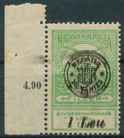 ** 1919 Árvíz 5f ívszéli, Dupla Felülnyomással / Mi 4 II. With Double Overprint. Signed: Bodor (rozsda / Stain) - Other & Unclassified