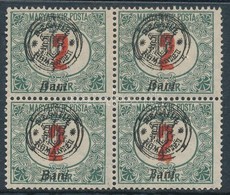 ** 1919 Portó 2f Négyestömb, Dupla Felülnyomással / Mi P3 II. Block Of 4 With Double Overprint. Signed: Bodor - Sonstige & Ohne Zuordnung