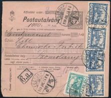 1919 Postautalvány Hradzsin Bélyegekkel Bérmentesítve Pozsonyból Szomolányba, Hátoldalán 2 X 10f Magyar Portóbélyeggel,  - Andere & Zonder Classificatie