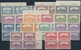 ** 1921 Parlament Sor Négyestömbökben, Közte Hármaslyukasztások (16.000) / Mi 355-368 Blocks Of 4 - Altri & Non Classificati