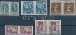 ** 1923 Petőfi Vágott Sor Párokban / Mi 369-373 Imperforate Pairs - Sonstige & Ohne Zuordnung