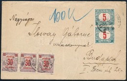 1923 Helyi Levél 3 X 40K Parlament Bérmentesítéssel, 100K Vegyes Portóval / Local Cover Franked With 3 X 40K Parlament S - Otros & Sin Clasificación