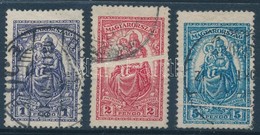 O 1926 Keskeny Madonna Sor, Mindegyik érték Papírránccal / Mi 427-429, Each Stamps With Paper Creases - Sonstige & Ohne Zuordnung