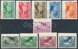 ** 1936 Repülő III. ívszéli Vágott Sor (100.000) / Mi 528-537 Imperforate Margin Set (60f Foltos / Spot) - Autres & Non Classés