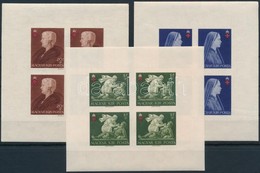 ** 1942 Vöröskereszt II. 3 Klf Vágott Kisív / Mi 696-698B Imperforate Mini Sheets - Otros & Sin Clasificación