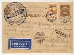 1931 Zeppelin Magyarországi Körrepülés Levelezőlap 1P Zeppelin Bélyeggel, Debreceni Ledobással, NAGYDÉM Postaügynökségi  - Otros & Sin Clasificación