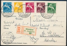 1933 Cserkész Sor Ajánlott Képeslapon, Jamboree Bélyegzéssel Svájcba / Mi 511-515 On Registered Cover To Switzerland - Autres & Non Classés