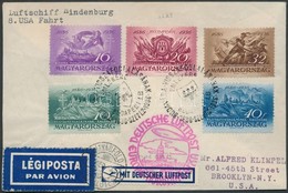 1936 Hindenburg 8. észak-amerikai útja Levél Budavár Sorral New Yorkba / Hindenburg 8th North America Flight Decorative  - Sonstige & Ohne Zuordnung