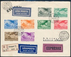 1936 Expressz, Ajánlott, Légi Levél 8 Db Repülő Bélyeggel Bérmentesítve / Mi 528-535 On Registered Express Airmail Cover - Autres & Non Classés