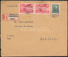 1936 Ajánlott Levél 3 Bélyeggel New Yorkba / Registered Cover With 3 Stamps Franking To New York - Autres & Non Classés