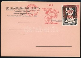 1937 Magyar Nemzeti Nyomtatvány Kiállítás Levélzáró Bélyeg és Kisív / Label Stamp And Mini Sheet On Postcard - Autres & Non Classés