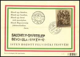 1938 Alkalmi Levelezőlap / Special Postcard 'SAUJHELY-GYÁRTELEP BEVONULÁS 938 X11-12' - Sonstige & Ohne Zuordnung