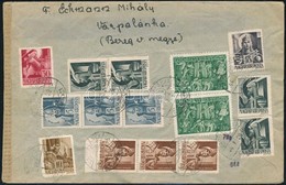 1944 15 Bélyeges Ajánlott Levél, Cenzúrázva / Censored Registered Cover With 15 Stamps 'VÁRPALÁNKA' - Morovó - Autres & Non Classés