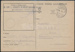 1940 Tábori Posta Levelezőlap / Field Postcard ' M.KIR. 1. HONVÉD REPÜLŐ DANDÁR VONAT GAZDASÁGI HIVATALA' + 'TP 45' - Autres & Non Classés