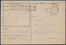 1940 Tábori Posta Levelezőlap / Field Postcard ' M.KIR. 1. HONVÉD REPÜLŐ DANDÁR VONAT GAZDASÁGI HIVATALA' + 'TP 45' - Sonstige & Ohne Zuordnung