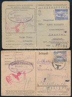 1943 2 Db Ritka Tábori Levelezőlap Légipostán Küldve, Kétnyelvű Cenzúra Bélyegzéssel, Német Légiposta Bélyegekkel, Valam - Otros & Sin Clasificación