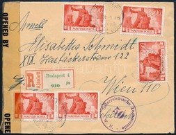 1946 (7. Díjszabás) Ajánlott Levél 45.000P Újjáépítés Bérmentesítéssel, Az Egyik Bélyegen Lemezhiba, Bécsbe, Cenzúrázva  - Sonstige & Ohne Zuordnung