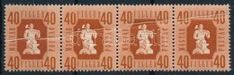 ** 1946 Forint-fillér 40f Négyescsík Kettős Papírránccal / Mi 952 Stripe Of 4 With Double Paper Creases - Sonstige & Ohne Zuordnung