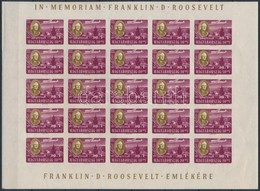 ** 1947 Roosevelt 10f Vágott 25-ös Teljes ív, Bal Alsó Sarka Hibás, Felül Néhány Miliméter Levágva, Az ívszélen Ráncok ( - Autres & Non Classés