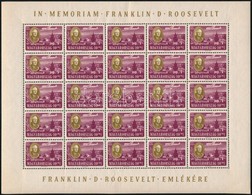 ** 1947 Roosevelt 10f 25-ös Teljes ív / Mi 898 Complete Sheet (apró Ráncok, Saroktörés / Small Creases, Corner Fold) - Altri & Non Classificati