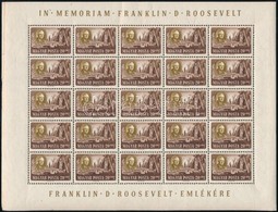 ** 1947 Roosevelt 20f 25-ös Teljes ív / Mi 987 Complete Sheet (apró Ráncok, Sarokhiba / Small Creases, Corner Fault) - Autres & Non Classés