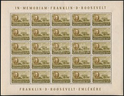 ** 1947 Roosevelt 20f 25-ös Teljes ív / Mi 990 Complete Sheet (apró Ráncok / Small Creases) - Autres & Non Classés