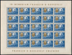 ** 1947 Roosevelt 30f 25-ös Teljes ív / Mi 988 Complete Sheet (apró Ráncok, Saroktörés / Small Creases, Corner Fold) - Sonstige & Ohne Zuordnung